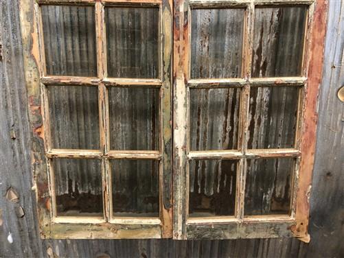 Antique French Double Doors (47.5x81) 12 Pane Glass Doors, European Doors G127