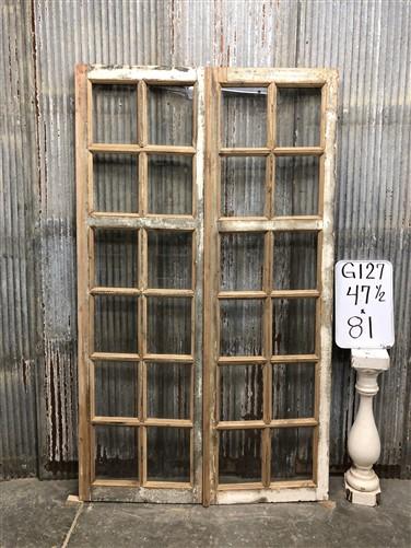 Antique French Double Doors (47.5x81) 12 Pane Glass Doors, European Doors G127