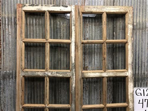 Antique French Double Doors (47.5x81) 12 Pane Glass Doors, European Doors G127