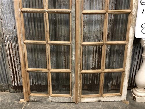 Antique French Double Doors (47.5x81) 12 Pane Glass Doors, European Doors G127