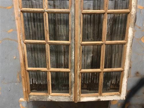 Antique French Double Doors (47.5x81) 12 Pane Glass Doors, European Doors G127