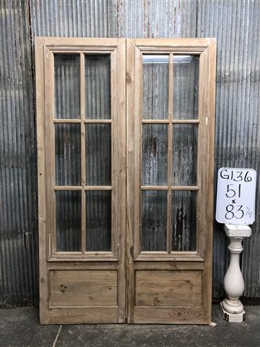 Antique French Double Doors (51x83) 6 Pane Glass Doors, European Doors G136