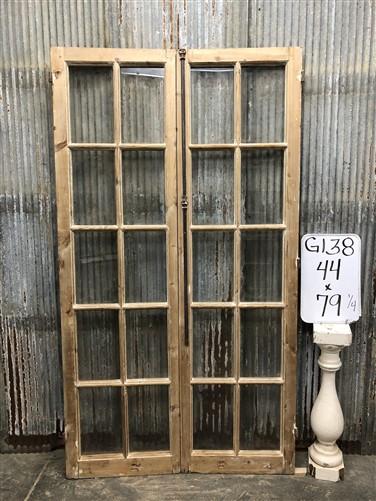 Antique French Double Doors (44x79) 10 Pane Glass Doors, European Doors G138