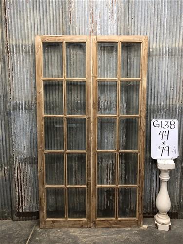 Antique French Double Doors (44x79) 10 Pane Glass Doors, European Doors G138