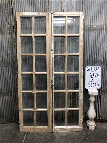 Antique French Double Doors (45.5x83.5) 12 Pane Glass Doors, European Doors G139