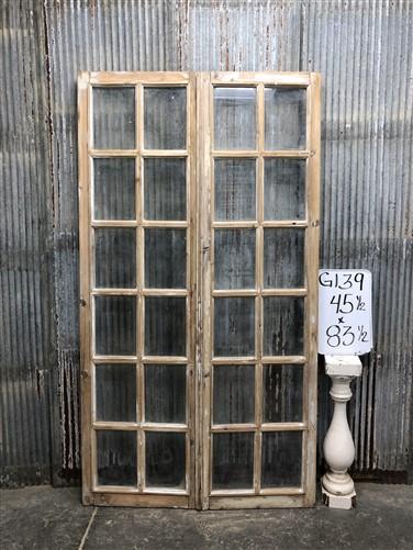 Antique French Double Doors (45.5x83.5) 12 Pane Glass Doors, European Doors G139