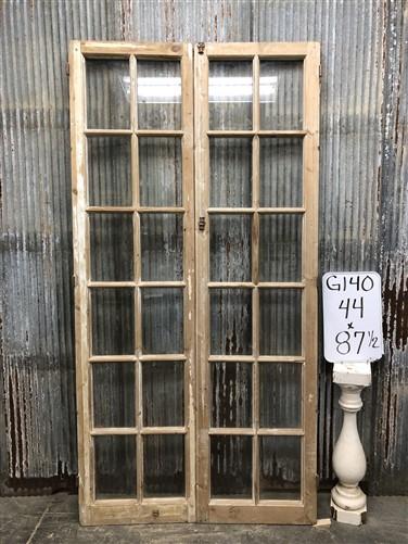 Antique French Double Doors (44x87.5) 12 Pane Glass Doors, European Doors G140