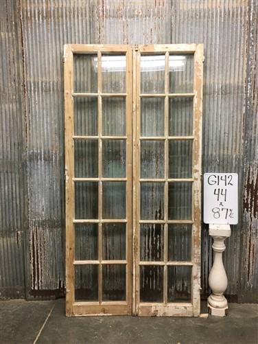 Antique French Double Doors (44x87.5) 12 Pane Glass Doors, European Doors G142