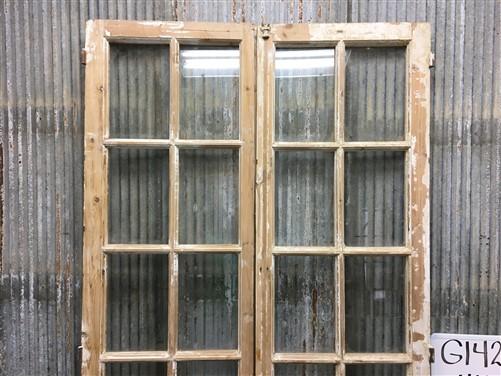 Antique French Double Doors (44x87.5) 12 Pane Glass Doors, European Doors G142