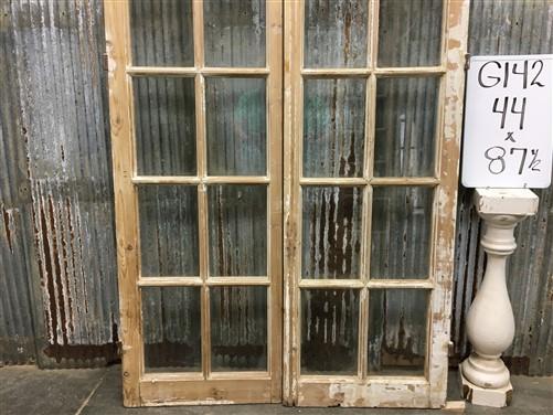 Antique French Double Doors (44x87.5) 12 Pane Glass Doors, European Doors G142