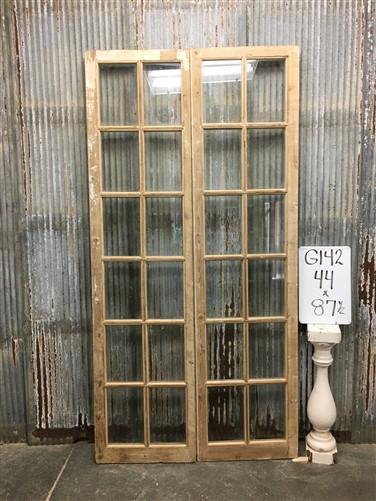 Antique French Double Doors (44x87.5) 12 Pane Glass Doors, European Doors G142