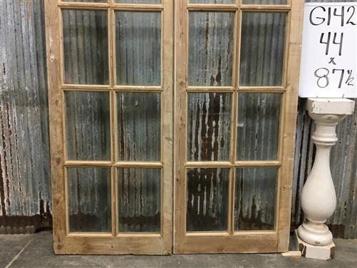 Antique French Double Doors (44x87.5) 12 Pane Glass Doors, European Doors G142