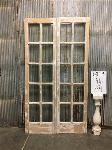 Antique French Double Doors (46x84) 10 Pane Glass Doors, European Doors G143