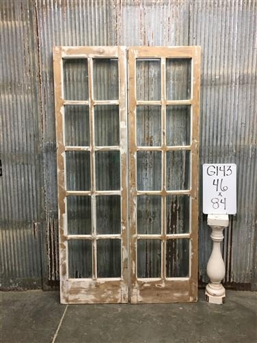 Antique French Double Doors (46x84) 10 Pane Glass Doors, European Doors G143