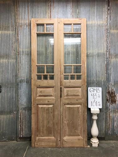 Antique French Double Doors (43.5x101.5) 8 Pane Glass Doors, European Doors G145