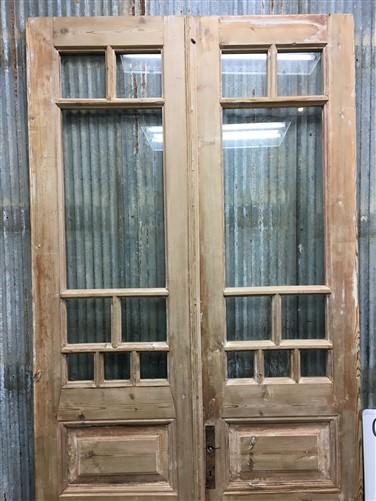 Antique French Double Doors (43.5x101.5) 8 Pane Glass Doors, European Doors G145