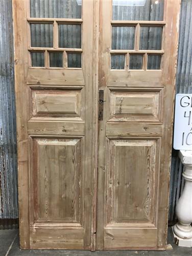 Antique French Double Doors (43.5x101.5) 8 Pane Glass Doors, European Doors G145