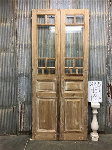 Antique French Double Doors (43.5x101.5) 8 Pane Glass Doors, European Doors G145