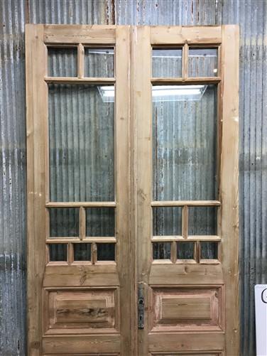 Antique French Double Doors (43.5x101.5) 8 Pane Glass Doors, European Doors G146