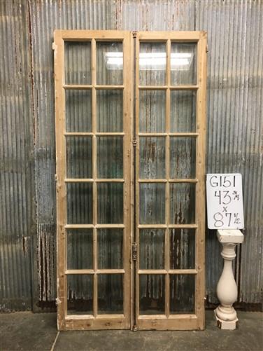 Antique French Double Doors (43.75x87.5) 12 Pane Glass Doors, European Doors G151