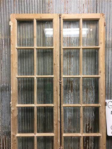 Antique French Double Doors (43.75x87.5) 12 Pane Glass Doors, European Doors G151