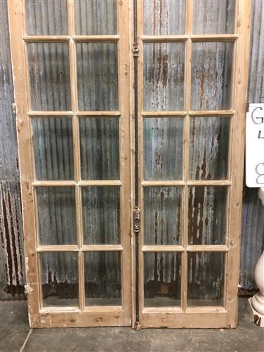 Antique French Double Doors (43.75x87.5) 12 Pane Glass Doors, European Doors G151