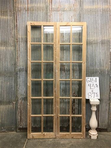 Antique French Double Doors (43.75x87.5) 12 Pane Glass Doors, European Doors G151