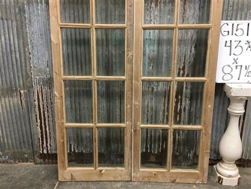 Antique French Double Doors (43.75x87.5) 12 Pane Glass Doors, European Doors G151