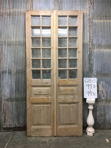 Antique French Double Doors (44.5x99.5) 12 Pane Glass Doors, European Doors G153