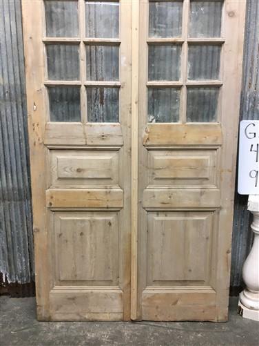 Antique French Double Doors (44.5x99.5) 12 Pane Glass Doors, European Doors G153