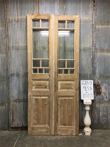 Antique French Double Doors (43.5x100.75) 8 Pane Glass Doors, European Doors G154