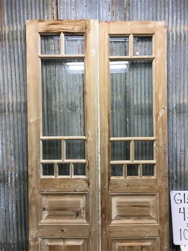 Antique French Double Doors (43.5x100.75) 8 Pane Glass Doors, European Doors G154