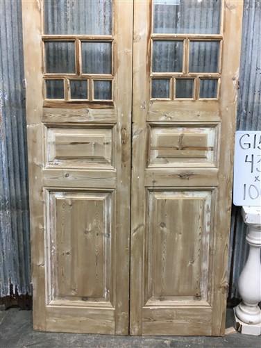 Antique French Double Doors (43.5x100.75) 8 Pane Glass Doors, European Doors G154