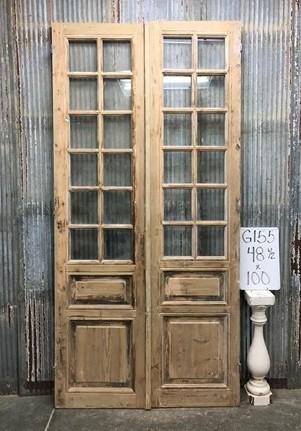 Antique French Double Doors (48.5x100) 12 Pane Glass Doors, European Doors G155