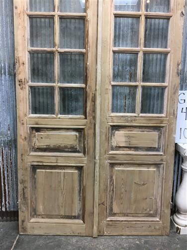 Antique French Double Doors (48.5x100) 12 Pane Glass Doors, European Doors G155