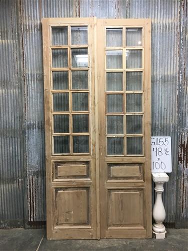 Antique French Double Doors (48.5x100) 12 Pane Glass Doors, European Doors G155