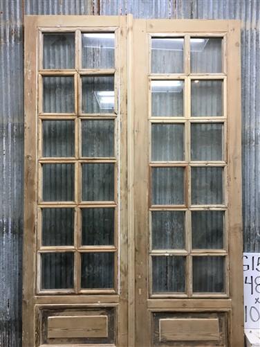 Antique French Double Doors (48.5x100) 12 Pane Glass Doors, European Doors G155