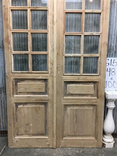 Antique French Double Doors (48.5x100) 12 Pane Glass Doors, European Doors G155