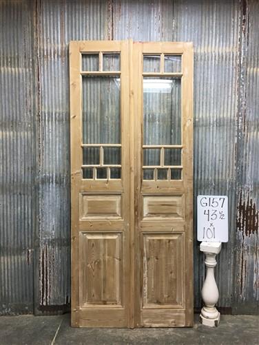 Antique French Double Doors (43.5x101) 8 Pane Glass Doors, European Doors G157