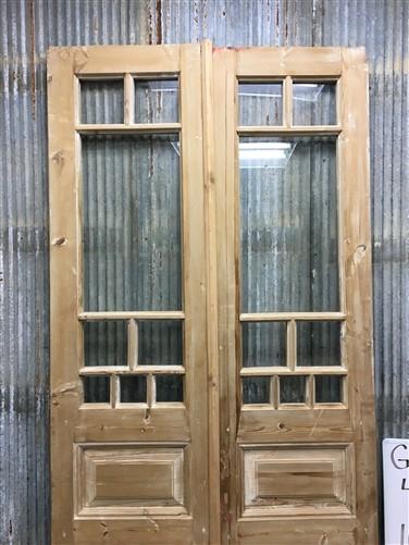 Antique French Double Doors (43.5x101) 8 Pane Glass Doors, European Doors G157