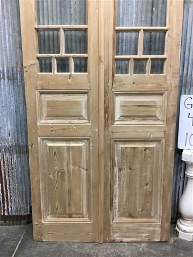 Antique French Double Doors (43.5x101) 8 Pane Glass Doors, European Doors G157