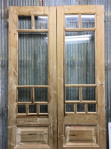 Antique French Double Doors (43.5x101) 8 Pane Glass Doors, European Doors G157