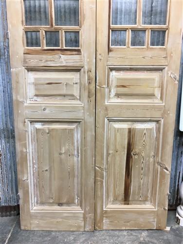 Antique French Double Doors (43.5x101) 8 Pane Glass Doors, European Doors G157