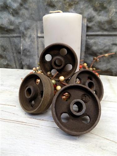 Set of 4 Vintage Wheels, 2.5" Factory Cart Wheels, Industrial Age, Steampunk E