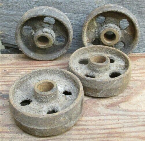 Set 4 Wheels 2.5" Vintage Metal Machine Industrial Age Cart Table Steampunk j