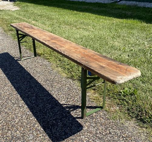 Stained Vintage German Beer Garden Bench Portable Industrial Wood Bench Seat B45