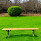 Yellow Vintage German Beer Garden Bench, Portable Industrial Wood Bench Seat, Y5