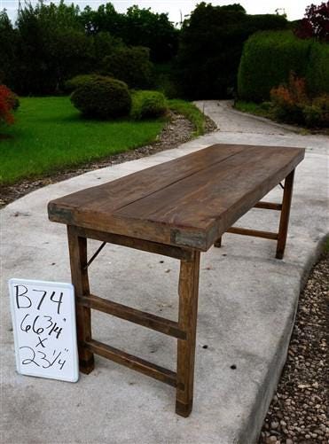 Rustic Folding Table, Vintage Dining Room Table, Kitchen Island, Sofa Table, B74