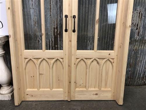 Arched French Double Door (48x80) 5 Pane Glass Door European Styled w Jamb OM2