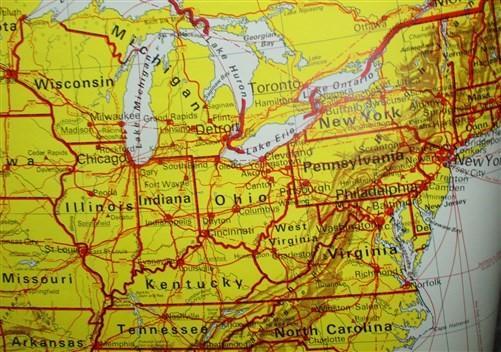 1967 AJ Nystrom 50 States Map, United States Canvas Large Map, Wall Art Vintage